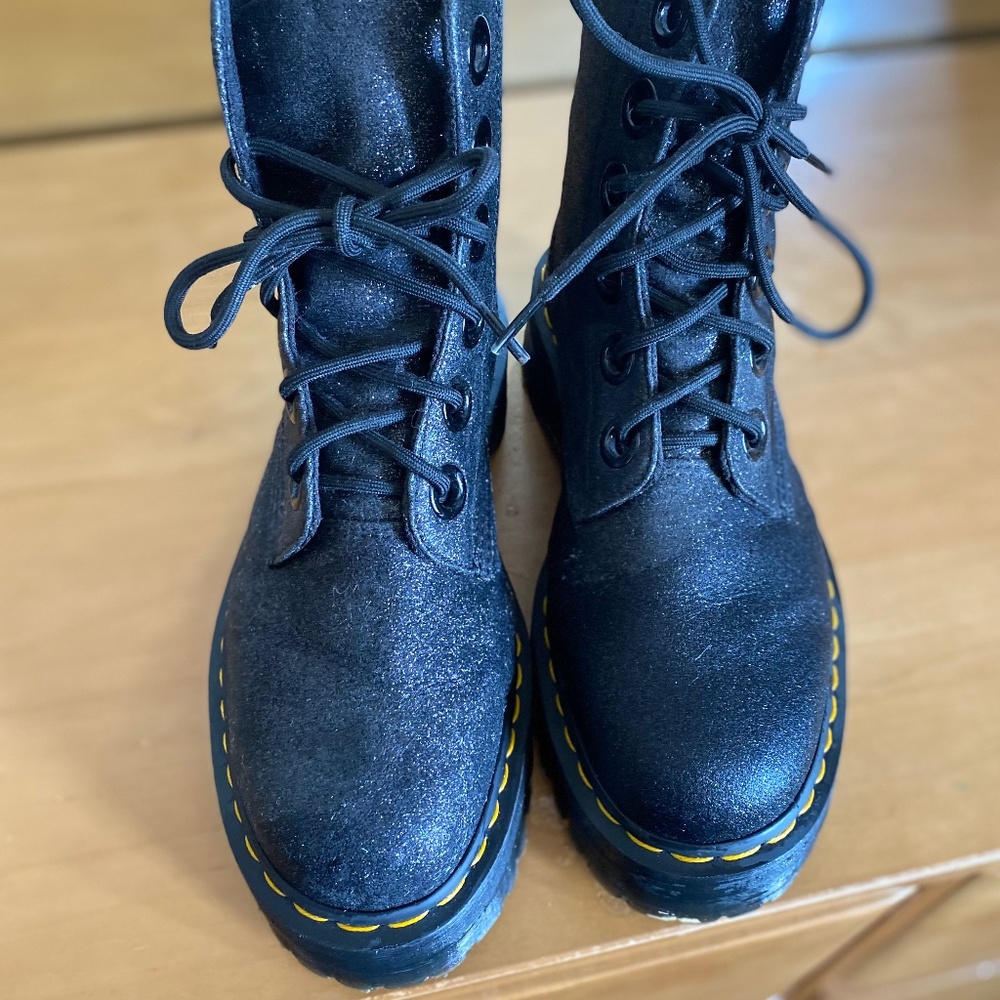 Dr. Martens Black Glitter Platform Molly Boot